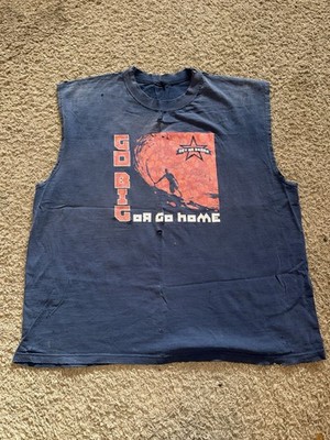 Get On Board Men's Regular Navy Blue Cotton Sleeveless Graphic Crew Neck T-Shirt