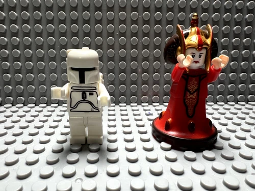 Star Wars Custom Minifigure Lot of 2- Queen Amidala / White Boba Fett - NOT LEGO