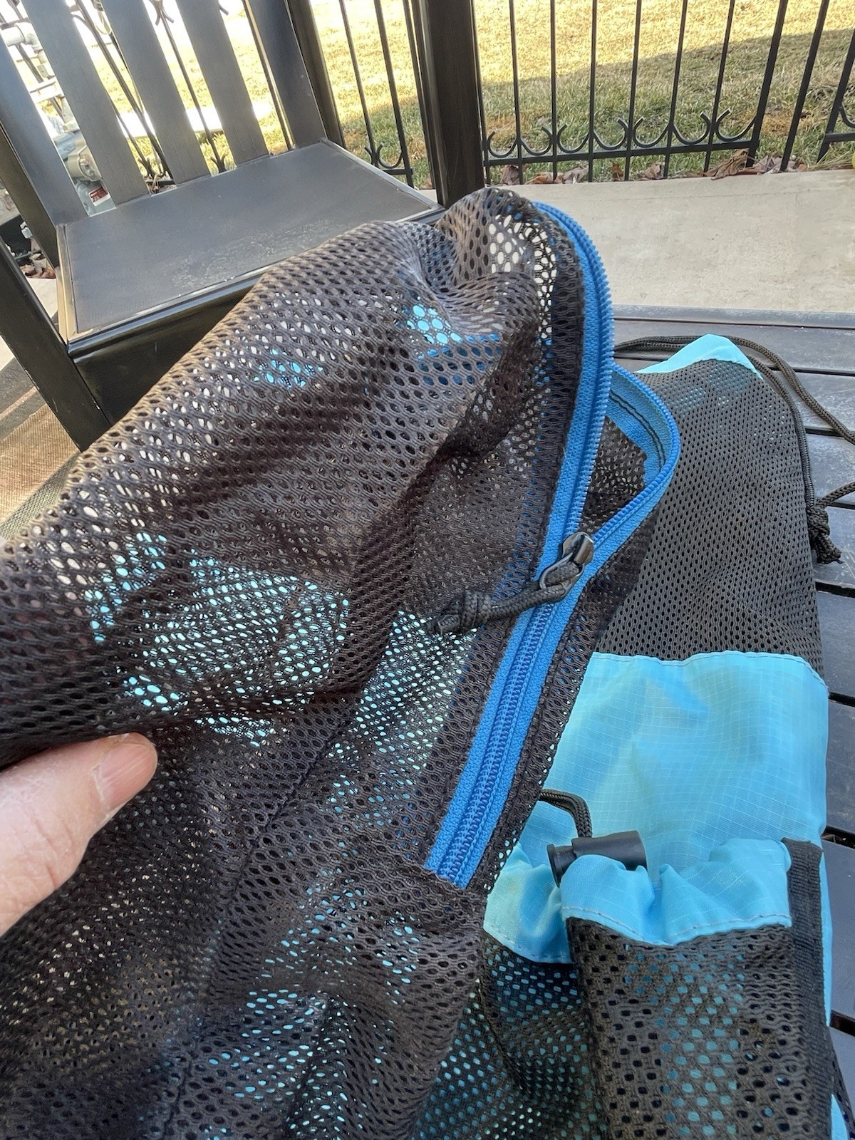 🔥 Large Blue Mesh Drawstring Backpack Rock Climb… - image 5