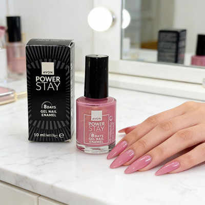 Avon Power Stay Gel Nagellack 8 Tage Farbe Velvet Camelia Pel Rosa Gold Limited