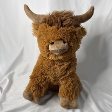 Dan Dee Highland Plush Stuffed Cow Kids Toy 22  Shaggy Tan Brown Fur Horn