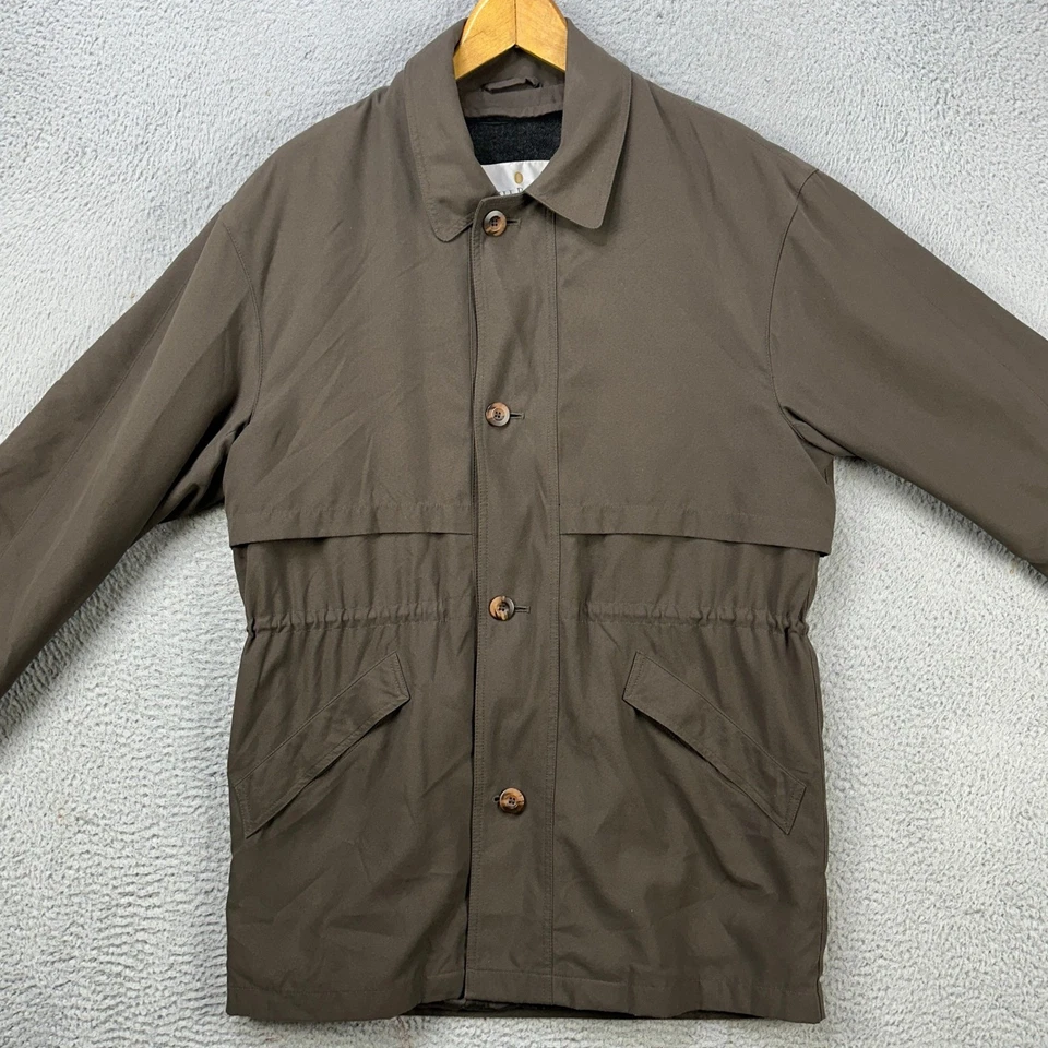 Bill Blass Mens Brown Full Zip Wool Lined Field Jacket Trench Coat Size Medium - Image 3 of 4