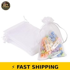 YHJZ 100PCS White Organza Bags 4x6 Inch Drawstring Gift Bags