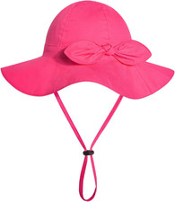 Baby Girl Sun Hat with UPF 50 Outdoor Adjustable Beach Hat with Wide Brim Bucke