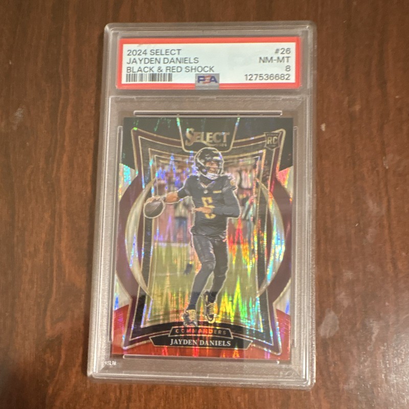 Panini 2024 Select Concourse Jayden Daniels RC #26 Black & Red Shock Prizm PSA 8