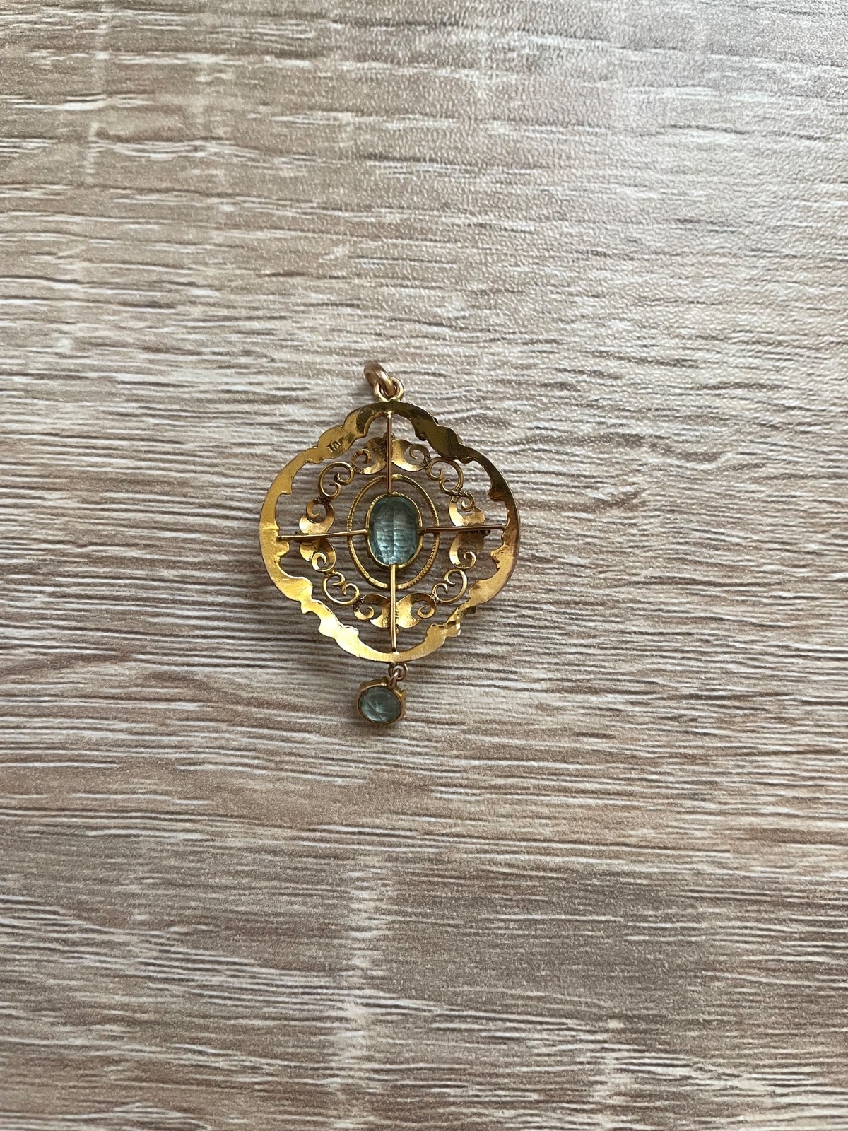 Stunning Antique 9ct Solid Gold Blue Paste Stone … - image 3