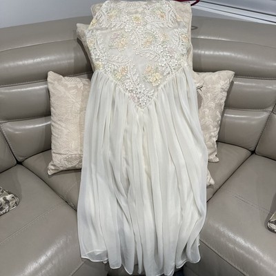 Vintage FLORA NIKROOZ Wedding Embroidered Lace Peignoir Ivory Size Large