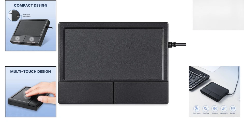 PERIPAD-504 Ergonomic Wired Touchpad - Compact USB Input Device 120x90mm - Image 2 of 4