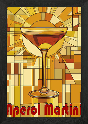 Aperol Martini Art Deco Poster gerahmt Wandbild Poster Leinwanddruck Bild
