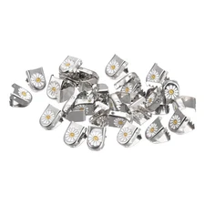 Shoelace End Clips 10x7mm Brass Shoe Lace Tips Head Flower, Silver 100 Pcs