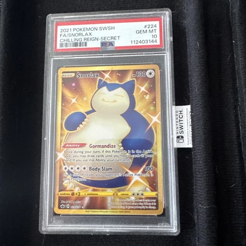 2021 Pokemon SWSH Chilling Reign Snorlax Secret Rare Full Art #224/198 PSA 10