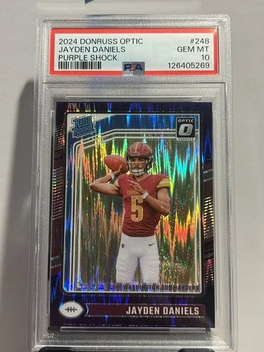 2024 Panini Donruss Optic Rated Rookie Jayden Daniels Purple Shock Prizm PSA 10