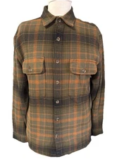 NWT Mutual Weave Mens S Olive/Orange Long Sleeve Button-Front Shirt Jacket