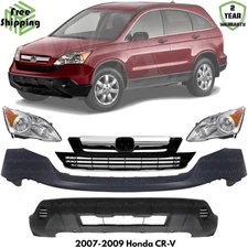 Front Bumper Cover Paintable & Grille Assembly Kit For 2007-2009 Honda CR-V