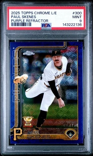 2025 Topps Chrome Logofractor Paul Skenes Purple Refractor /250 #300 PSA 9 MINT