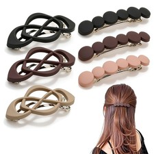 French Hair Barrettes for Women - 6 Pack Vintage Snap Hair Clips for Thick Ha...