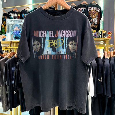 #ad #ad 1988 Michael Jackson Bad World Tour Aged T Shirt Black M $25.99