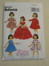 Butterick B6265 Pattern Retro'57 18" Doll Clothes 5 Assorted Styles Uncut