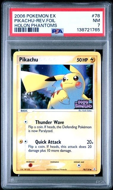 2006 POKEMON EX HOLON PHANTOMS #78 PIKACHU-REV.FOIL HOLON PHANTOMS PSA  7