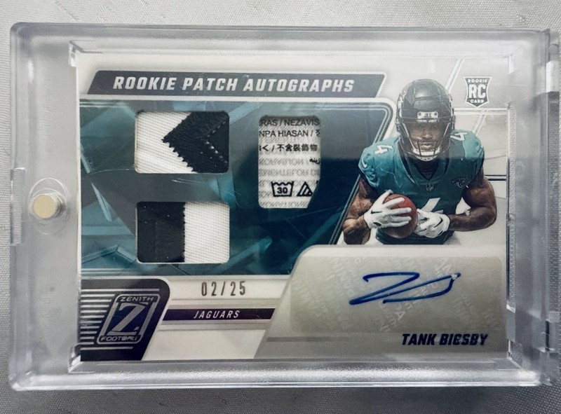 Tank Bigsby RPA /25 Rookie Patch Auto 2023 Panini Zenith 3 Color Patch Jaguars 