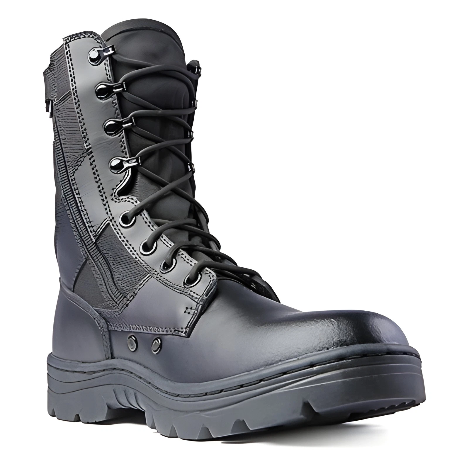 Ridge Men 8" Waterproof Leather Tactical Military Work Boot Black Non-Slip Shoes