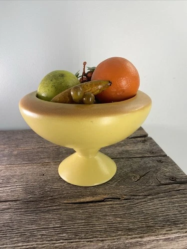 Vintage Haeger Pedestal Planter Yellow Marked "Haeger USA C"