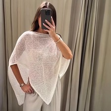Neu Damen Cape asymmetrisch Metallfaden RF 50...