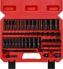 55PCS 1/4-Inch Drive Impact Socket Set Shallow & Deep 5/32 Inch - 9/16 Inch