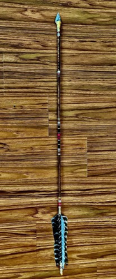 #ad Native American Arrow Handcrafted – Stone Tip – Painted Shaft – Feather Decor $40.50