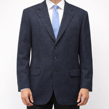 Ermenegildo Zegna Neiman Marcus Wool Blazer Jacket Mens US 46 IT 56 Blue Check