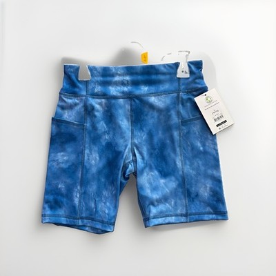 Athletic Works Girl s Biker Shorts Blue Tie-Dye Stretch Pockets L 10/12