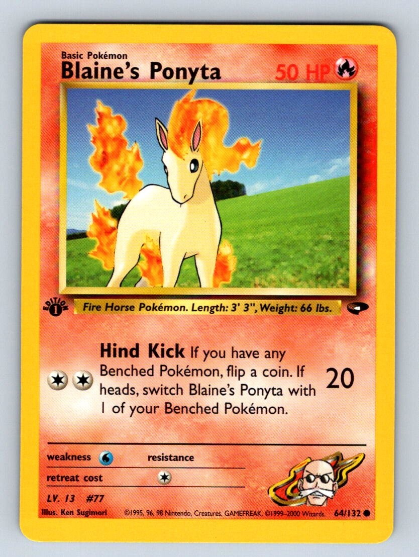 Pokemon Blaine's Ponyta Gym Challenge 1st Edition 64/132 NM
