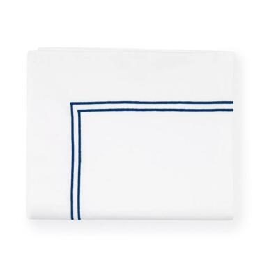 SFERRA Grande Hotel bedding 100% cotton - made in Italy queen flat white/navy