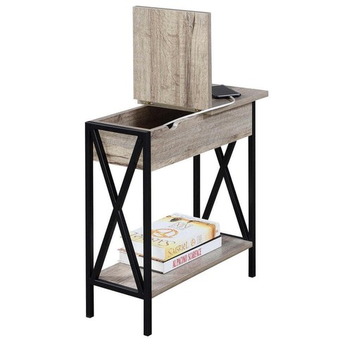 Convenience Concepts End Table 11.25"Wx24"H+Flip Top+Charging Station Sandstone - Picture 4 of 7