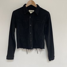 L’agence Denim Jacket Black - Distressed & Chains - Size Small Women’s - Vgc