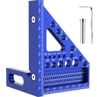 3D Multi Angle Measuring Ruler Metric Woodworking Square Ruler Square Hole 