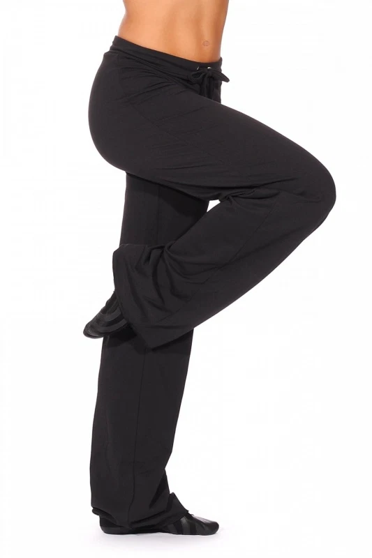 Black cotton drawstring jazz pants - adult sizes