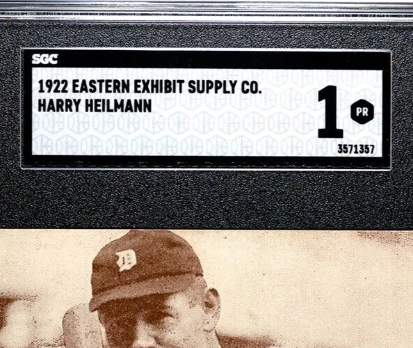 SGC 1 - 1922 Exhibit Supply Co. Harry Heilmann Salón de la fama Tigres de Detroit postal Foto 3 de 4