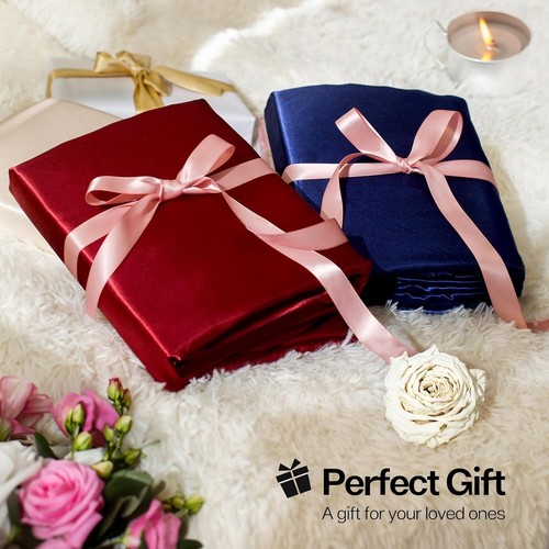 Elegant 6-Piece Satin Sheets Set for Full Bed - Soft, Silky, 15" Deep Pocket - Picture 10 of 10