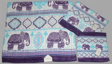 3-Pc Decorated ELEPHANTS Kassafina Velour Bath Hand Wash Cloth Towel Set NWT