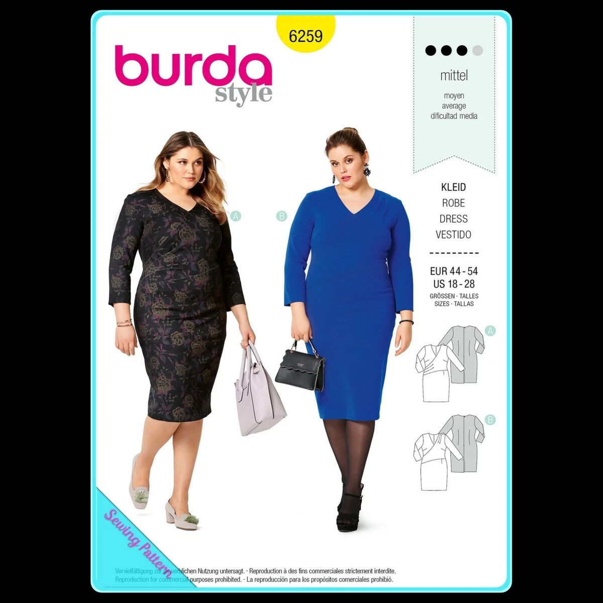 Burda 6259 Uncut FF 2019 Women s Plus Pattern sz 18 28 Dress eBay