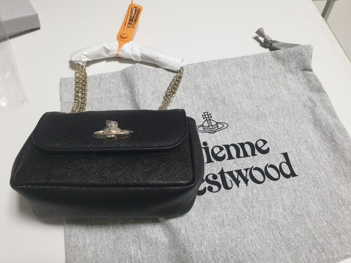 Vivienne Westwood Small Purse with Chain Bag Leather Black Vivienne Westwood Small Purse with Chain Bag Leather Black