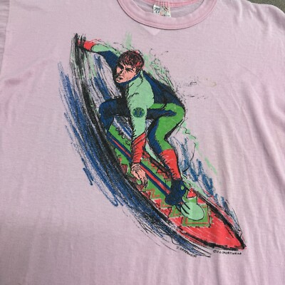Vintage 80s surfing J. Oppenheim art Skateboard Single Stitch Size