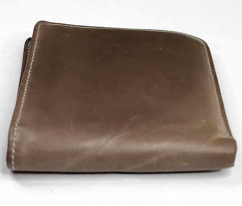 "Portafoglio pieghevole HIMI marrone in pelle con ID flip-out interno marrone marrone chiaro 3,5x4,5" - Foto 8 di 12
