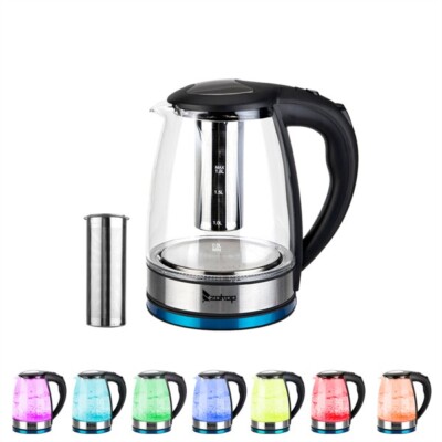 ZOKOP 1,8 L Elektrischer Glas Wasserkocher - 220 V, 2000 W, UK-Stecker - Schnellkochend & Langlebig