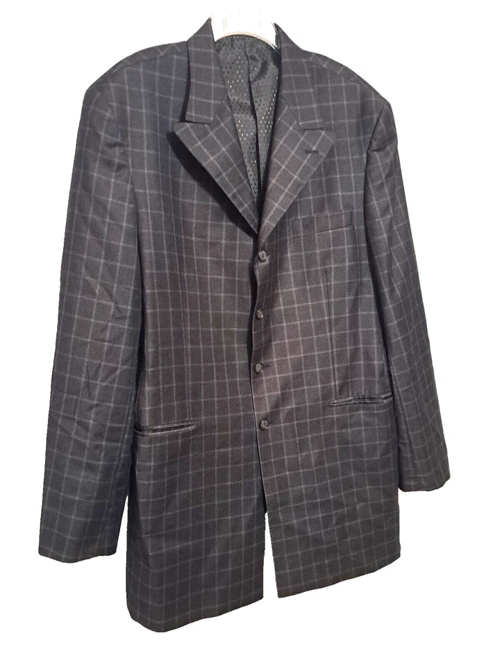 Blazer masculino Steve Harvey 44L xadrez carvão Vanquish carreira empresarial igreja - Imagem 3 de 4