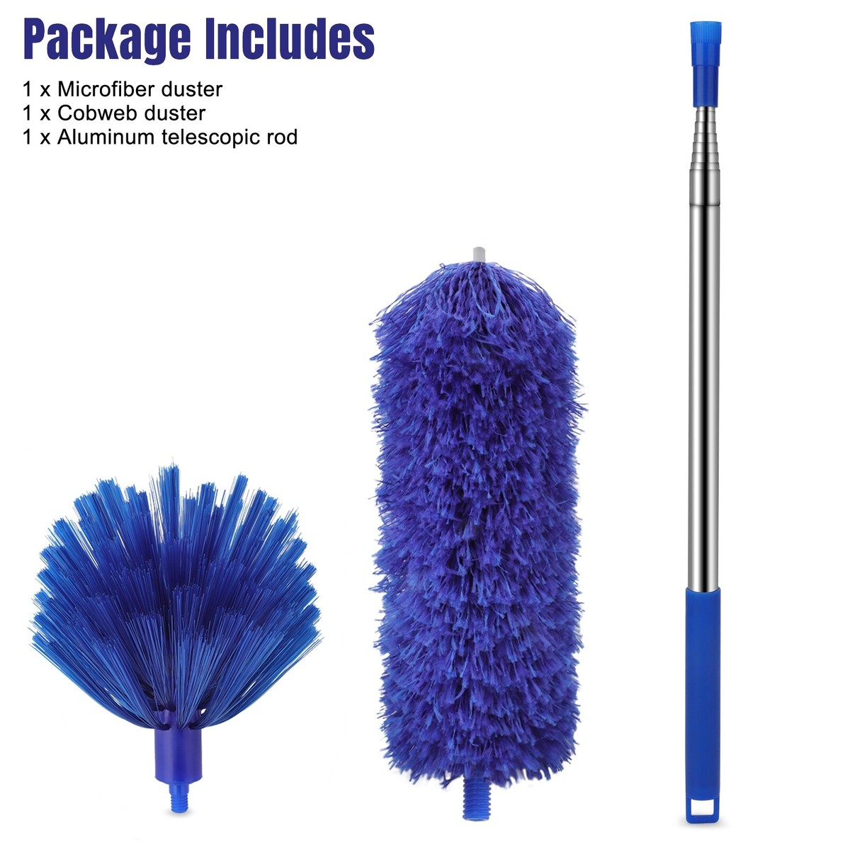 7-Piece Microfiber Ceiling Fan Duster Kit – Telescopic Cobweb Cleaner Brush Set, Extendable Handle