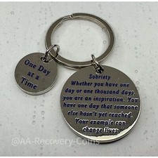 Alcoholics Anonymous AA Sobriety Recovery Keyring Silver