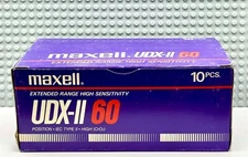 MAXELL  UDX-II  60    TYPE II     BOX OF 10  CASSETTE  TAPES (SEALED)