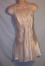 VICTORIA'S SECRET. WHITE SATIN NIGHTGOWN S,SHEER GORES, LACE, SEQUINS, PEARLS.